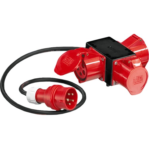 Grenuttag 3-vägs 32 A 400 V med lock + kabel