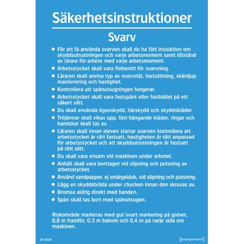 Skylt säkerhetsinstruktioner maskiner